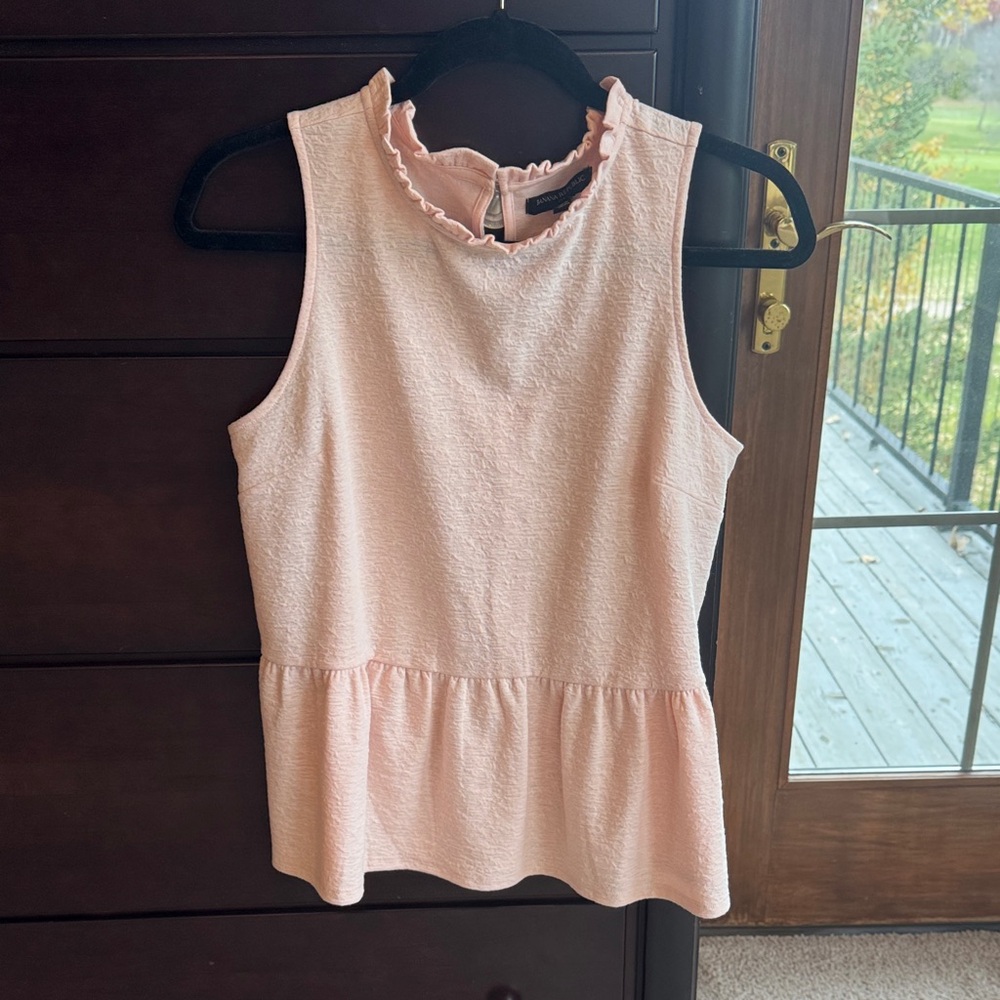 Pink Sleeveless Ruffle Top